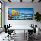 Bunte Stoffe Am Strand Hintergrund Meer Und Himmel