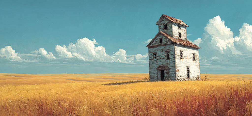 Einsame Weathered Haus Auf Goldenem Feld Unter Blaüm Himmel | Humor und Schraeges | Themen und Hobbys