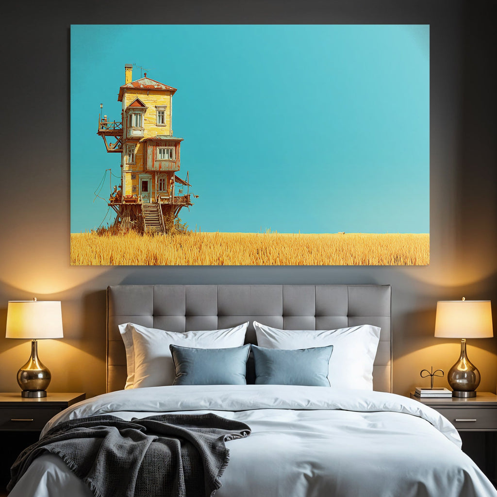 Fantastisches Haus Auf Stelzen Umgeben Von Goldenem Gras