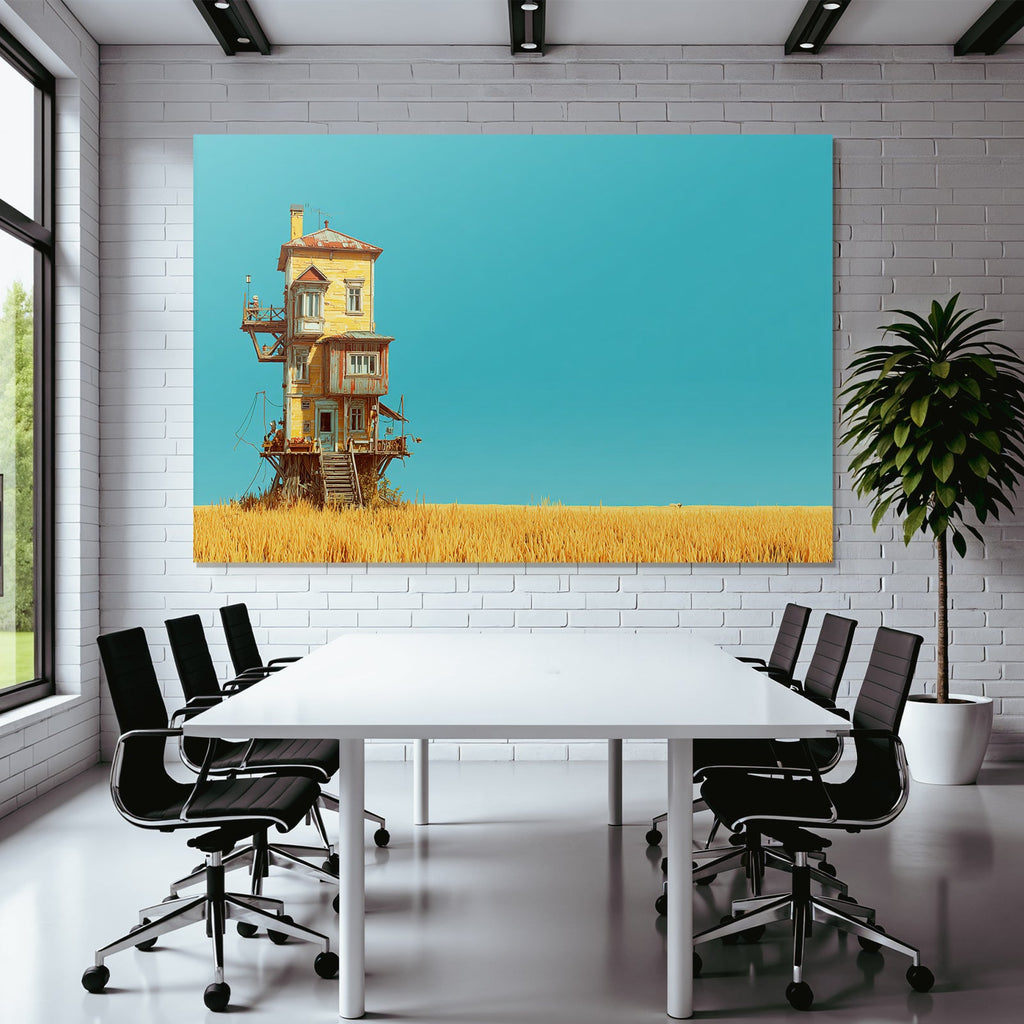 Fantastisches Haus Auf Stelzen Umgeben Von Goldenem Gras