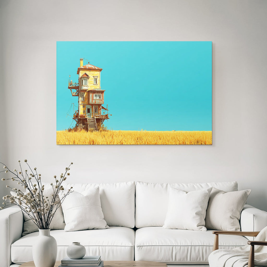 Fantastisches Haus Auf Stelzen Umgeben Von Goldenem Gras