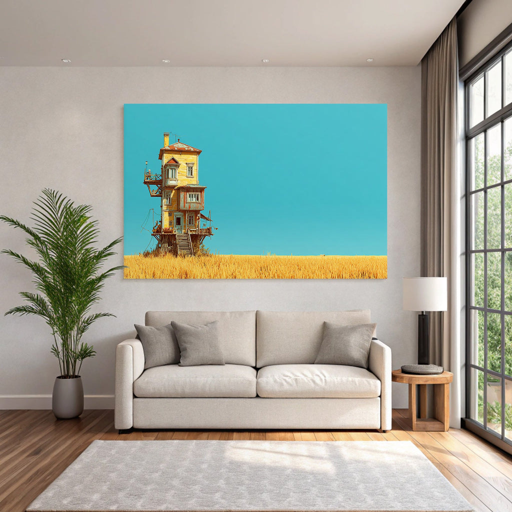 Fantastisches Haus Auf Stelzen Umgeben Von Goldenem Gras