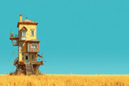 Fantastisches Haus Auf Stelzen Umgeben Von Goldenem Gras | Humor und Schraeges | Themen und Hobbys