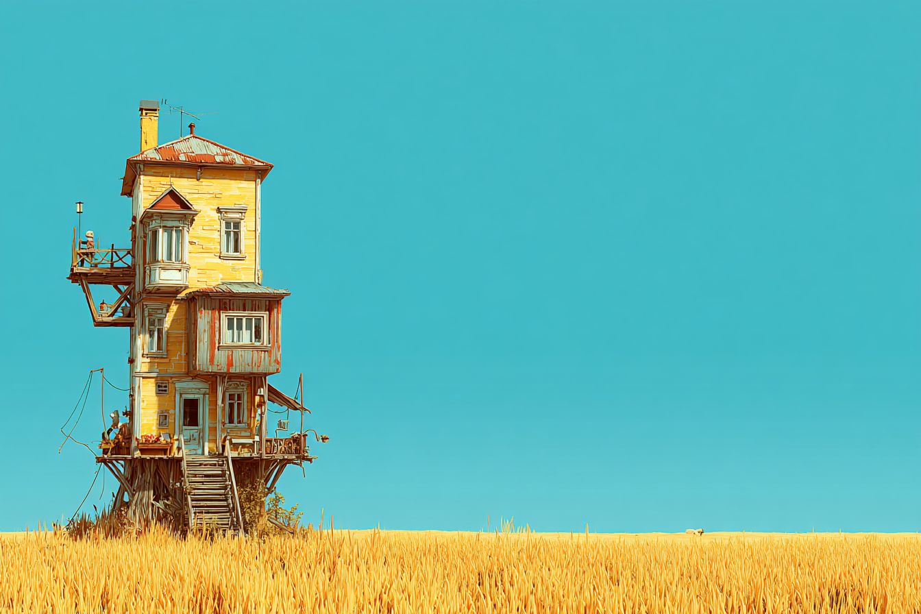 Fantastisches Haus Auf Stelzen Umgeben Von Goldenem Gras | Humor und Schraeges | Themen und Hobbys