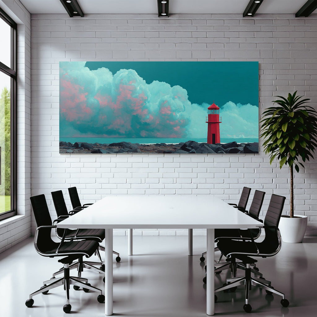 Leuchtturm Am Meer Mit Bunten Wolken
