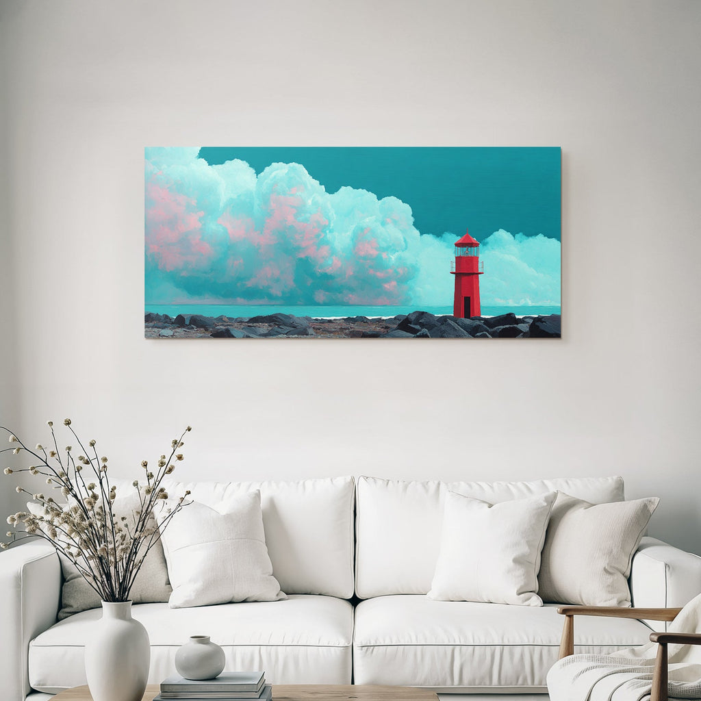 Leuchtturm Am Meer Mit Bunten Wolken