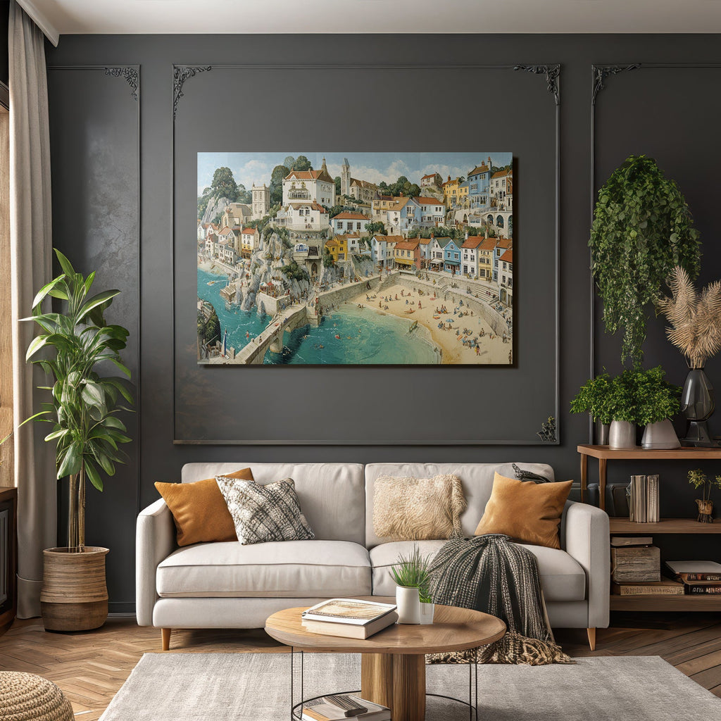 Picturesque coastal view Seaside Village Cornwall