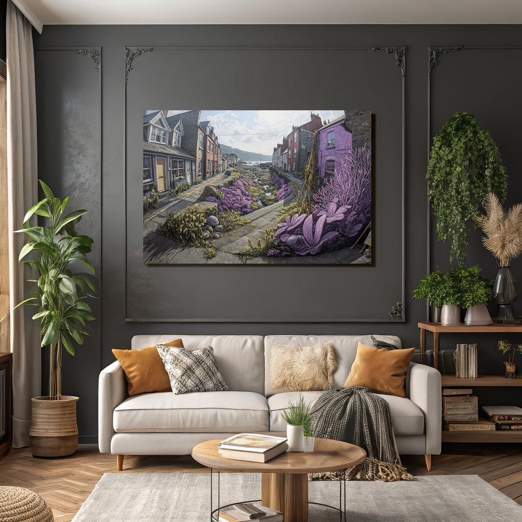 Malerische Strasse Szenen Küstenarchitektur Blumen Grün Vibrant Und Hellen Tag
