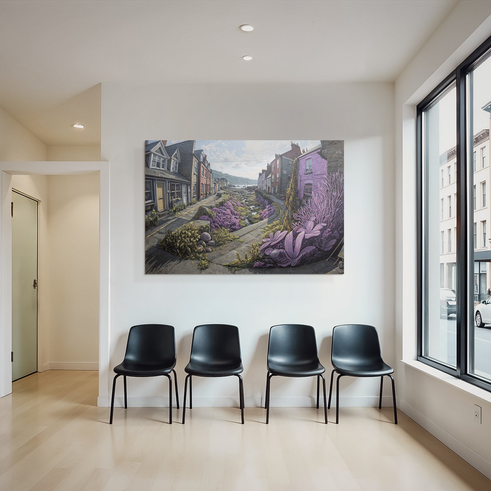 Malerische Strasse Szenen Küstenarchitektur Blumen Grün Vibrant Und Hellen Tag