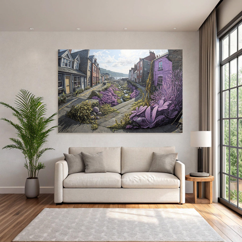 Malerische Strasse Szenen Küstenarchitektur Blumen Grün Vibrant Und Hellen Tag