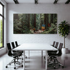 Ruhiger Wald Szene Mit Kunstler Und Baum Pfathway