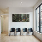 Ruhiger Wald Szene Mit Kunstler Und Baum Pfathway