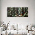 Ruhiger Wald Szene Mit Kunstler Und Baum Pfathway