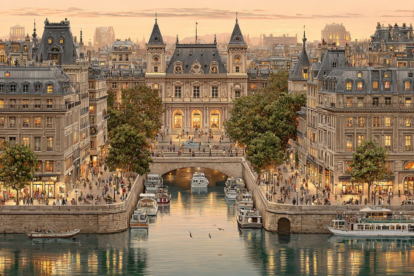 Schöne Städtische Szene Mit Historischer Architektur Und Reiseboote Bei Sonnenuntergang | Humor und Schraeges | Themen und Hobbys