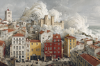 Stadtansicht Historizismus Mit Schloss Im Hintergrund Und Sturmwolken | Humor und Schraeges | Themen und Hobbys