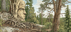 Surreale Landschaft Naturgesicht Skulptur Aus Bäumen Und Folgen | Humor und Schraeges | Themen und Hobbys