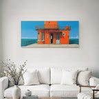 Vibrante Orange Structure Seaside Lighthouse Mit Fenstern Balcony
