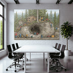 Wald Haus Bauarbeiten Mitarbeiter Illustration