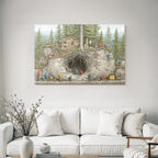 Wald Haus Bauarbeiten Mitarbeiter Illustration