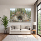 Wald Haus Bauarbeiten Mitarbeiter Illustration