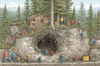 Wald Haus Bauarbeiten Mitarbeiter Illustration | Humor und Schraeges | Themen und Hobbys