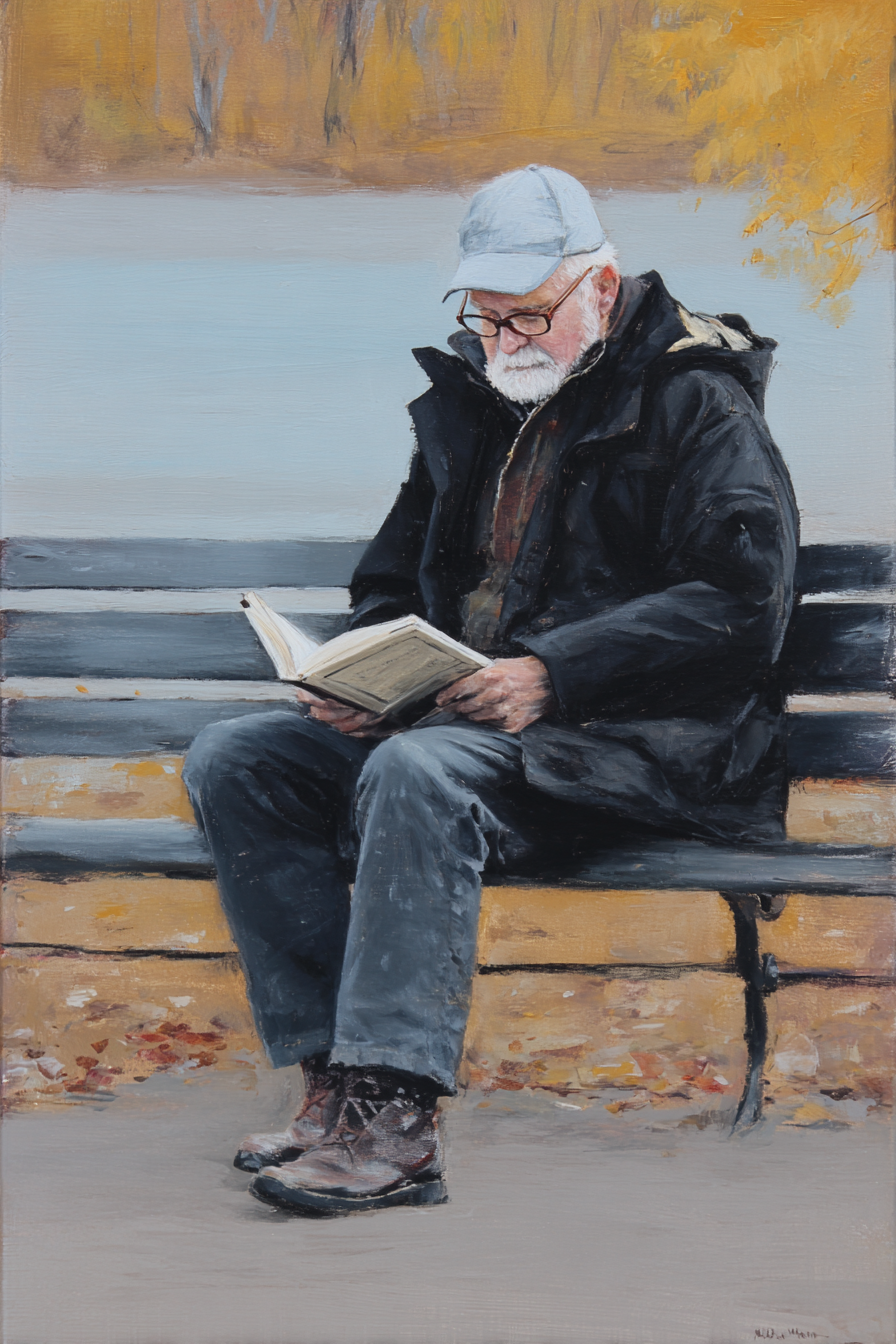 Lesen Denken Älterer Mann Lest Ein Buch Im Herbstlichen Garten | Lesen und Denken | Themen und Hobbys