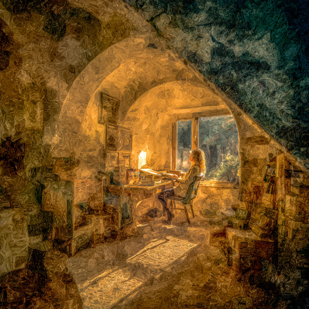 Lesen Denken Gemütliches Studienzimmer Mit Warmem Licht Und Bücherregalen | Lesen und Denken | Themen und Hobbys