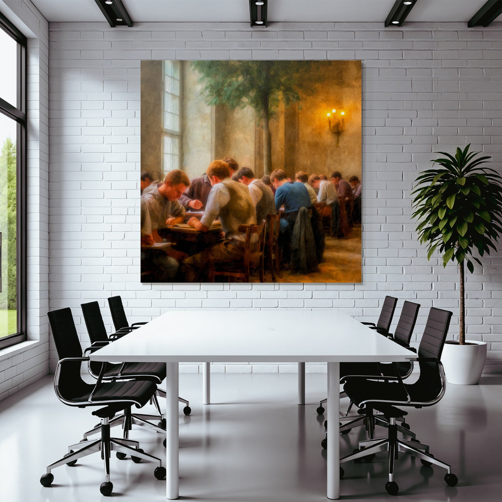 Lesen Denken Gruppe Von Individün Am Tisch Schreiben Studieren Klassisches Ambiente