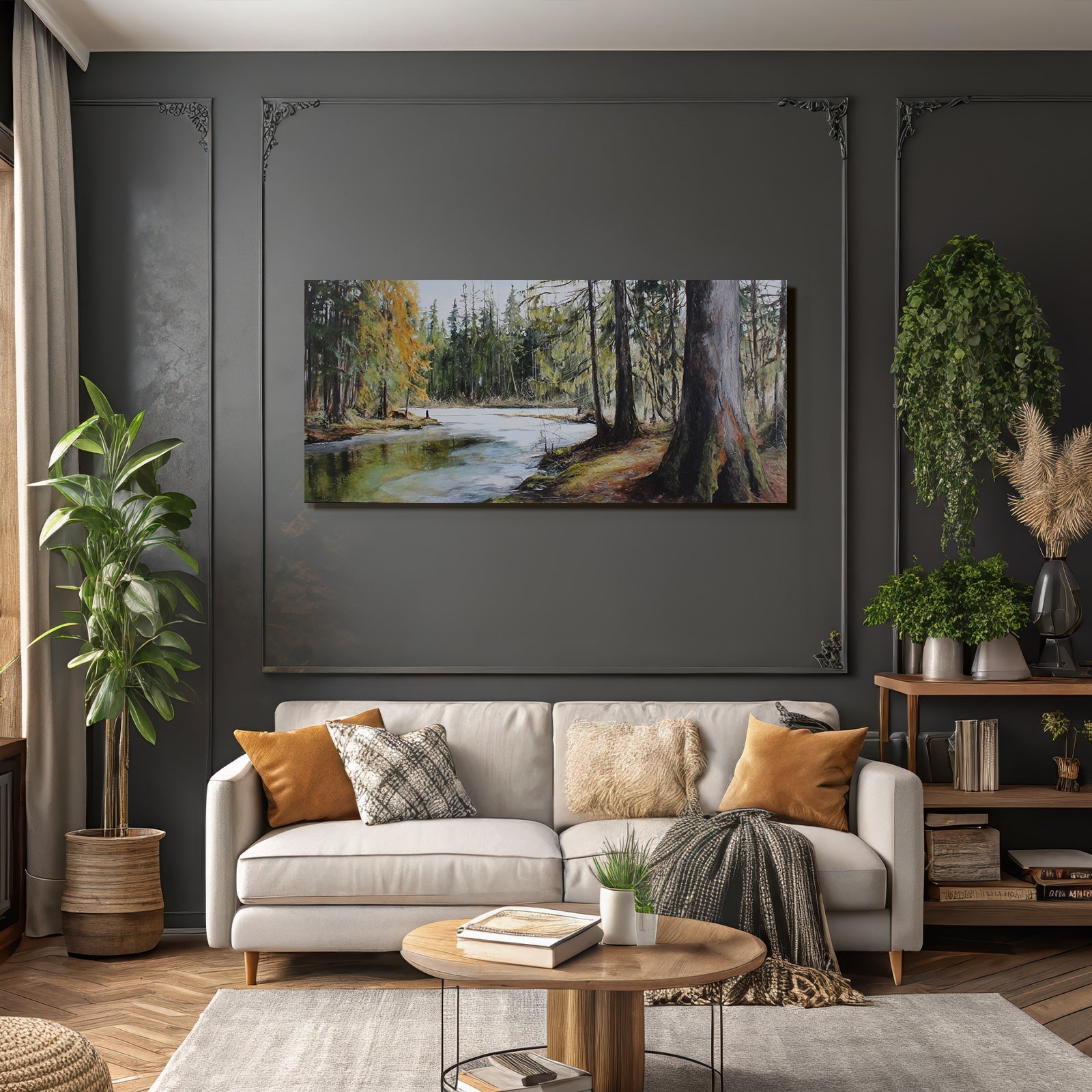 Lesen Denken Friedliche Naturlandschaft Am Wasser Herbst Reflexionen