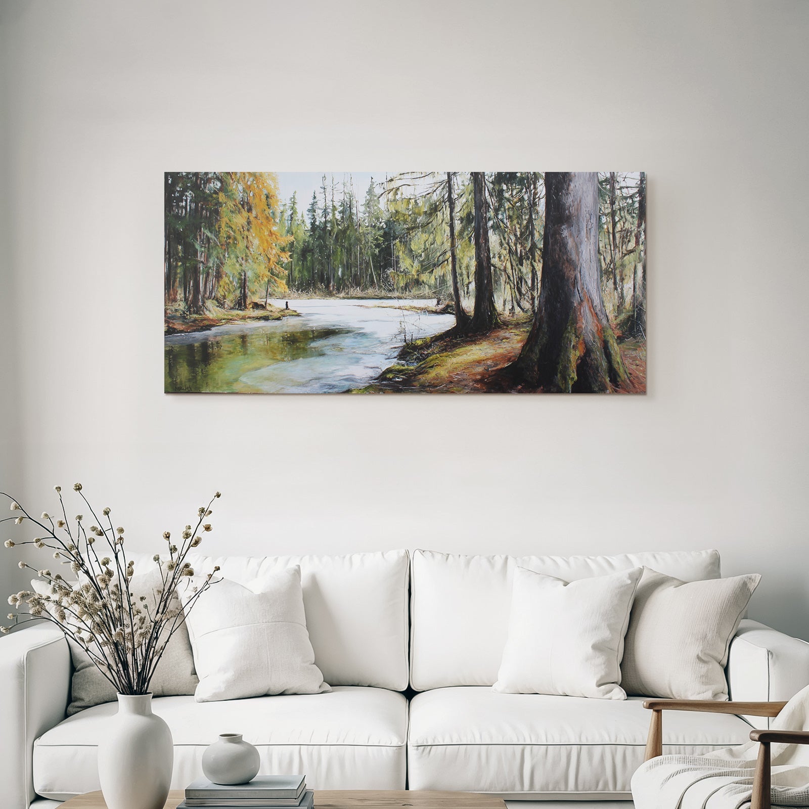 Lesen Denken Friedliche Naturlandschaft Am Wasser Herbst Reflexionen