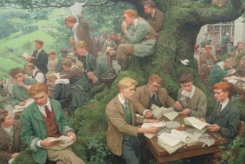 Lesen Denken Junge Männer Studieren Und Lesen Unter Einem Baum In Der Natur | Lesen und Denken | Themen und Hobbys