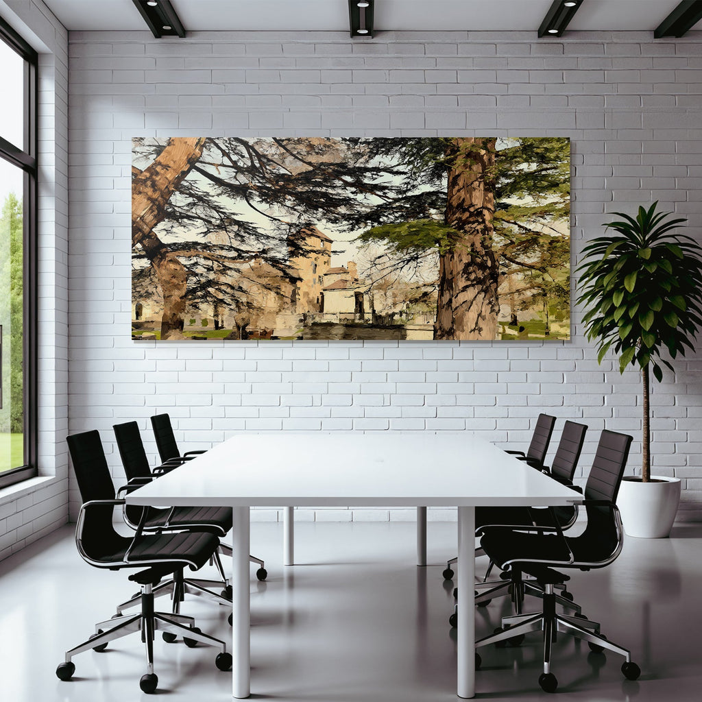 Lesen Denken Landschaft Mit Baumern Und Burgen