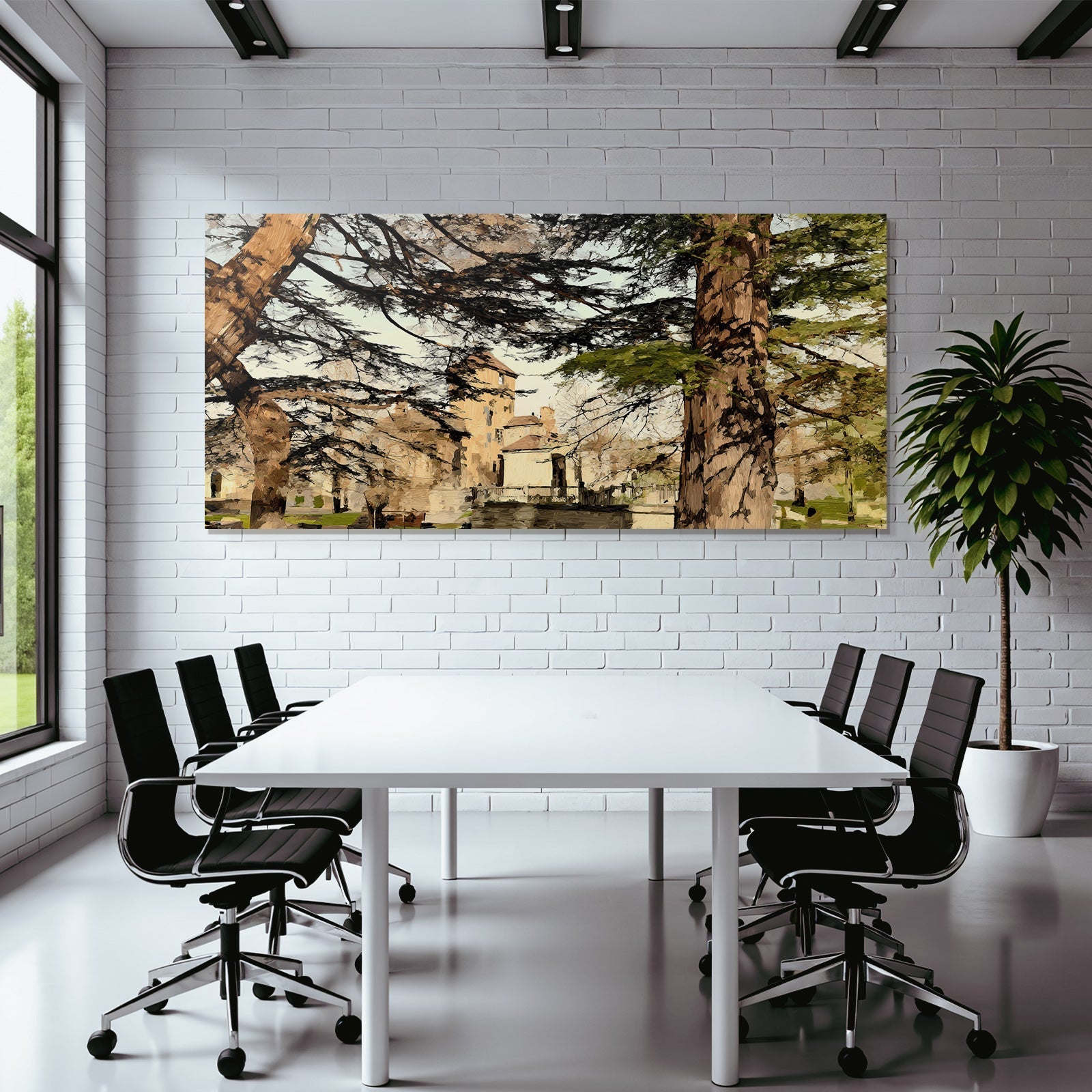 Lesen Denken Landschaft Mit Baumern Und Burgen
