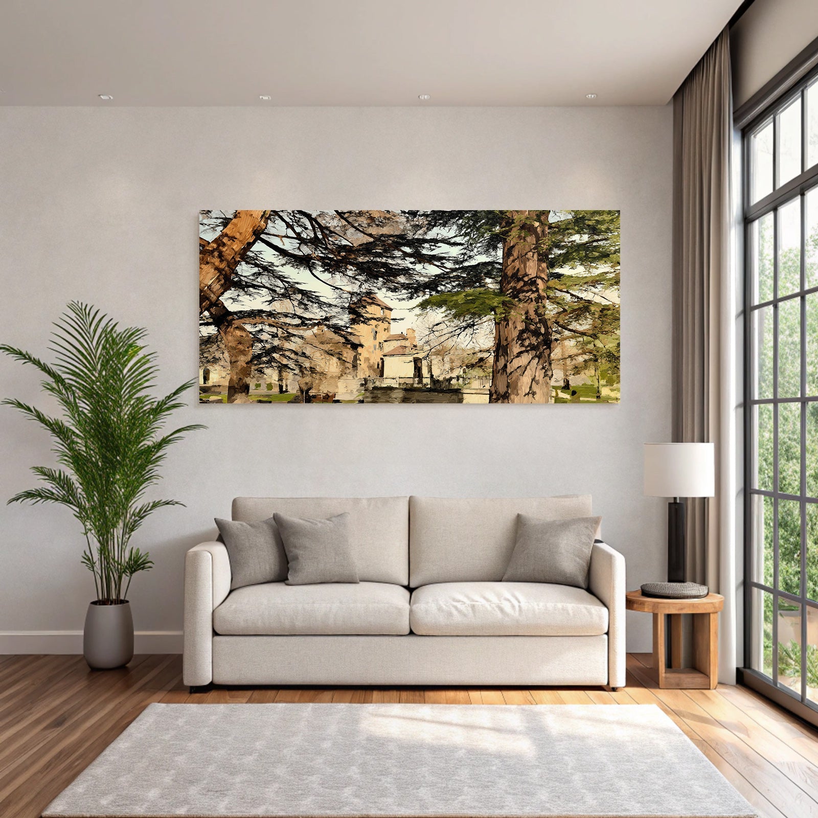 Lesen Denken Landschaft Mit Baumern Und Burgen