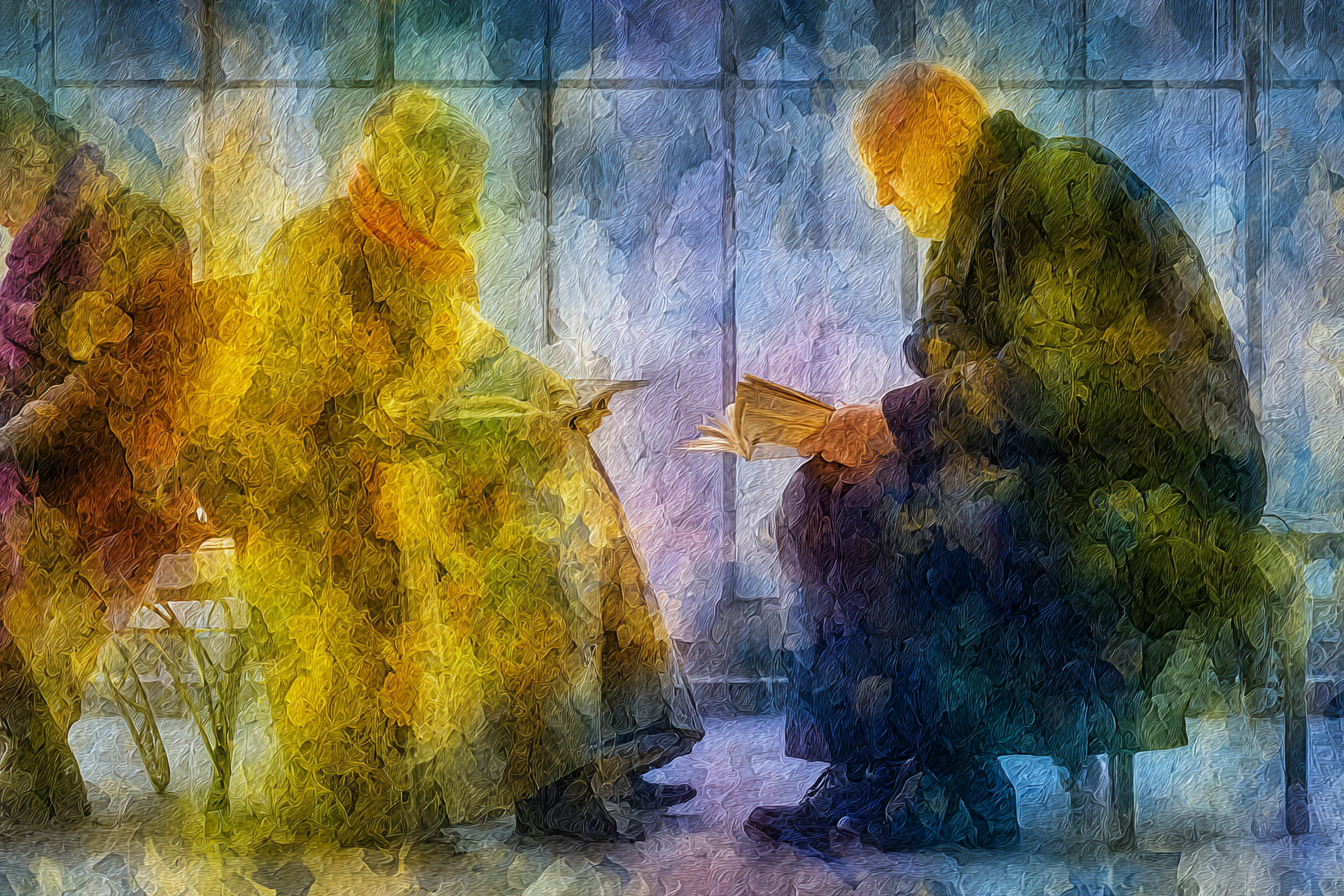 Lesen Denken Lesende Personen In Kunstvollem Raum | Lesen und Denken | Themen und Hobbys