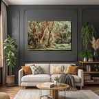 Lesen Denken Lush Naturlandschaft Wald Oder Flussufer Mit Folien Details