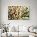 Lesen Denken Lush Naturlandschaft Wald Oder Flussufer Mit Folien Details