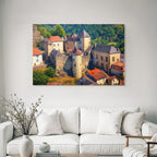 Lesen Denken Mittelalterliches Dorf Oder Schloss Mit Steingebäuden