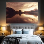 Lesen Denken Szenische Landschaft Wasser Reflecktion Dramatischer Himmel Vogel Im Flug