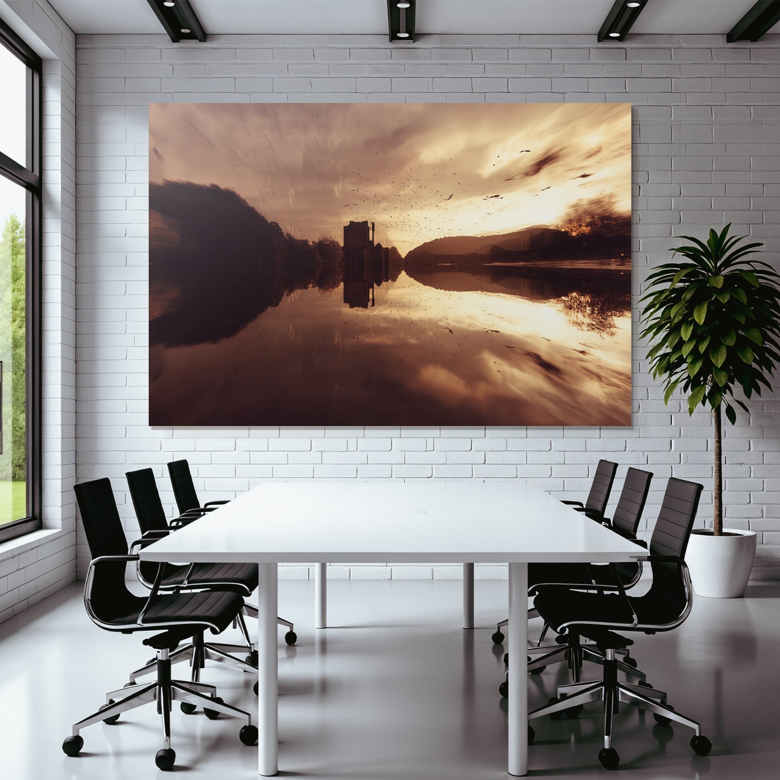 Lesen Denken Szenische Landschaft Wasser Reflecktion Dramatischer Himmel Vogel Im Flug