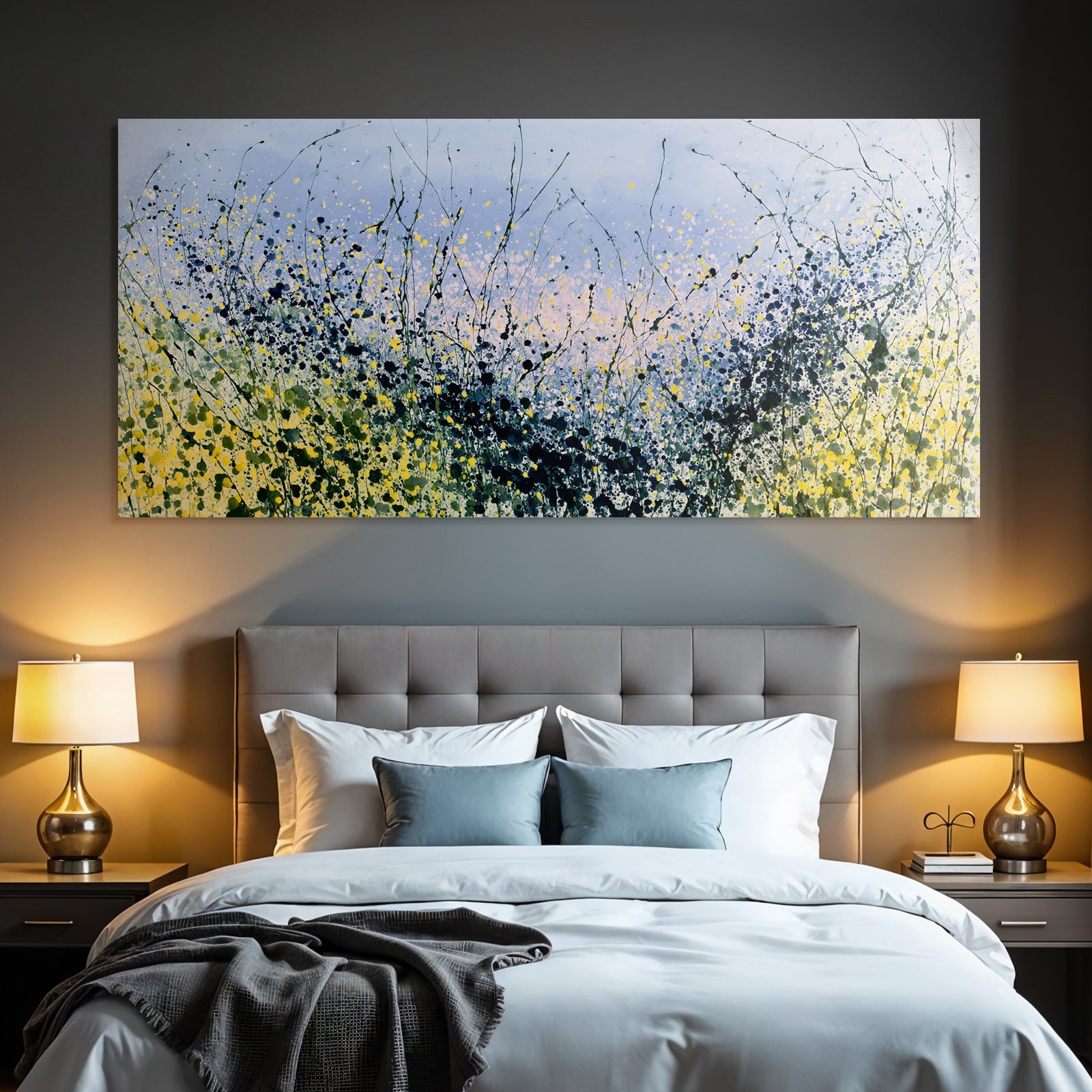 Lesen Denken Vibrante Abstracte Malerei In Blau Grün Und Gelb