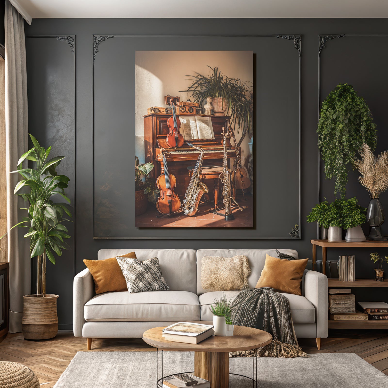 Cozy Innenraum Mit Piano Und Musikinstrumenten