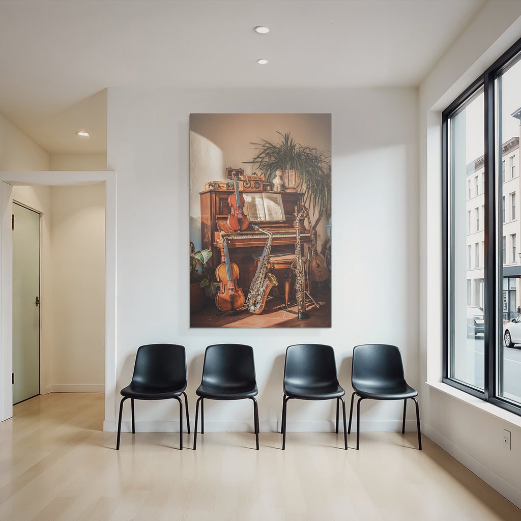 Cozy Innenraum Mit Piano Und Musikinstrumenten