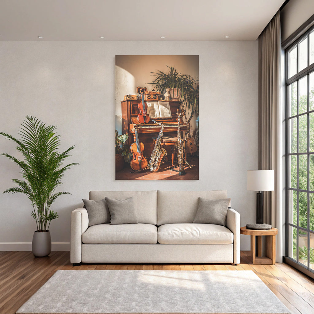 Cozy Innenraum Mit Piano Und Musikinstrumenten