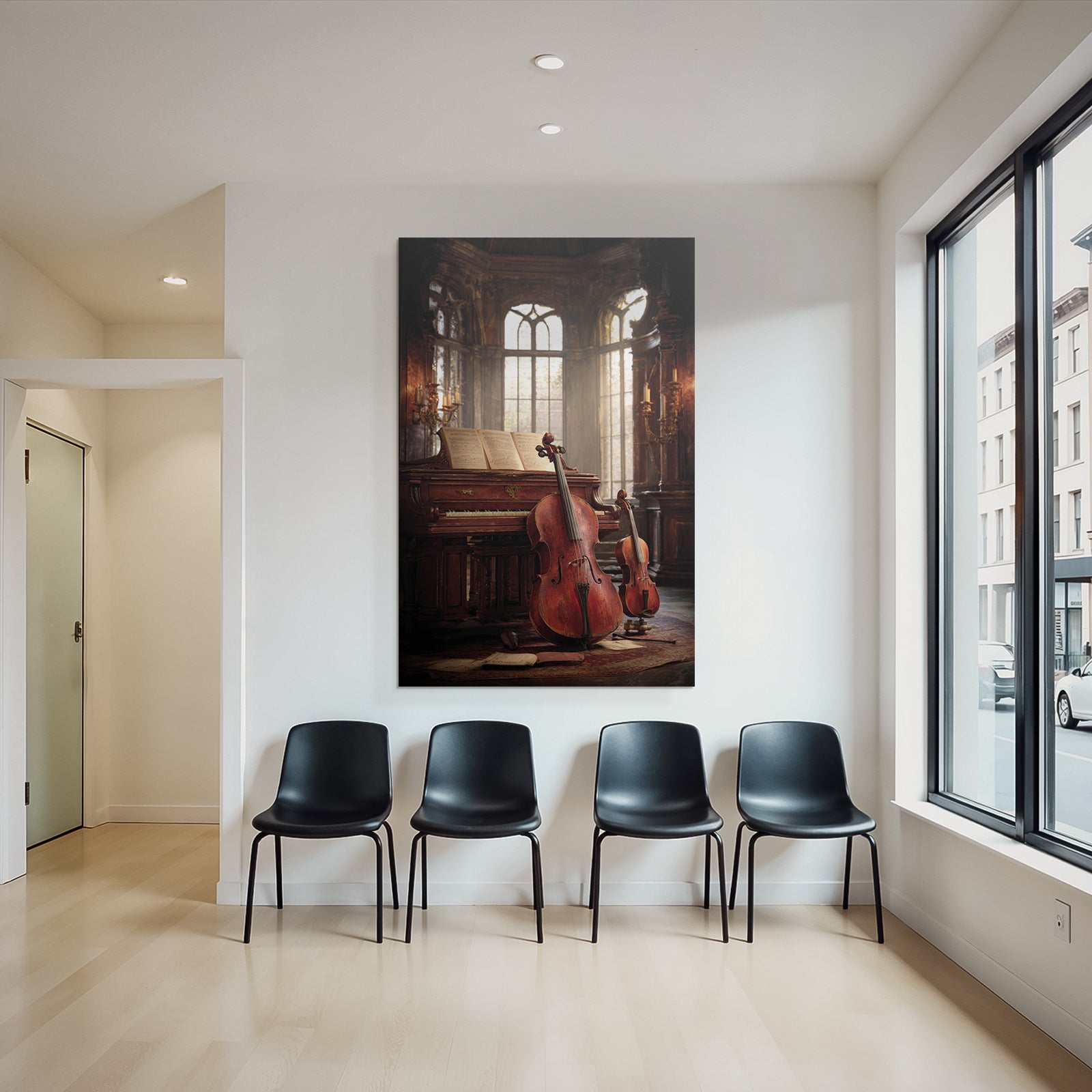 Elegantes Musikalisches Setting Mit Piano Und Streichinstrumenten