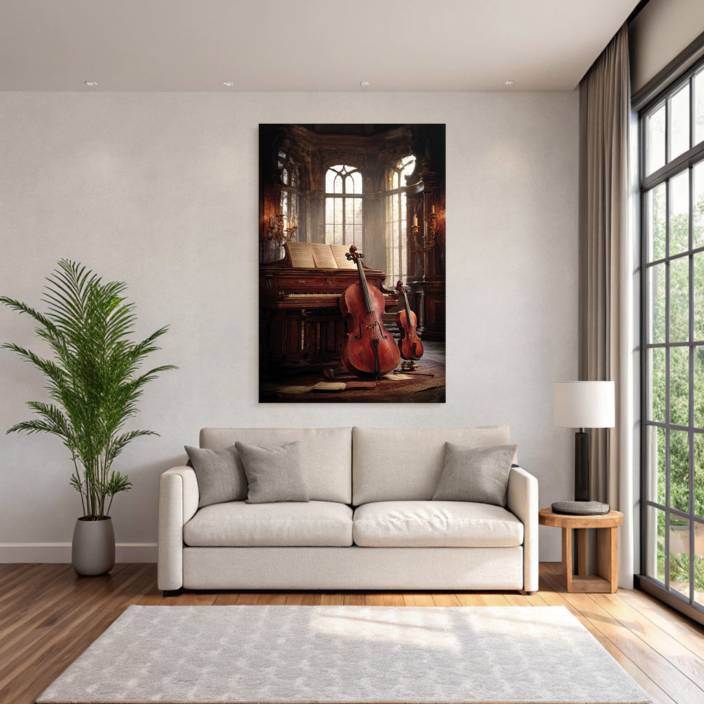 Elegantes Musikalisches Setting Mit Piano Und Streichinstrumenten