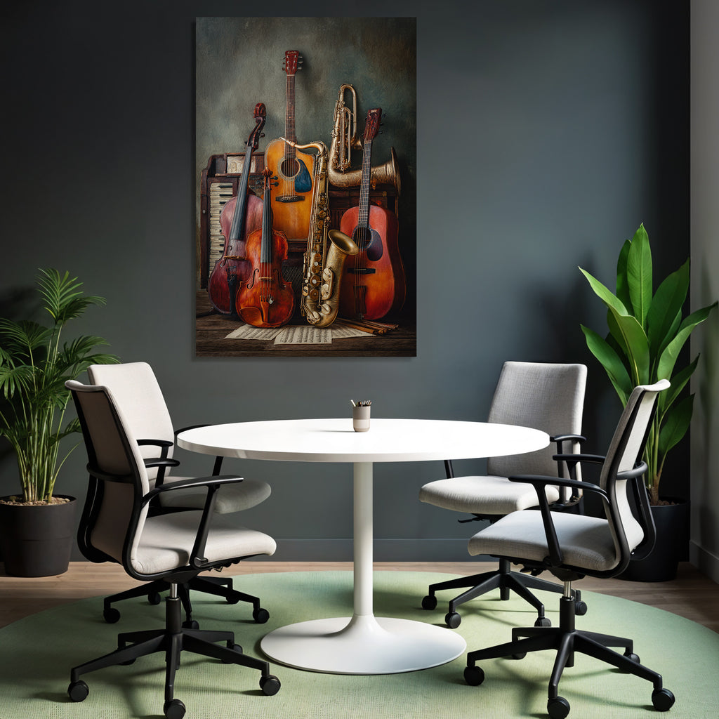 Musikalische Instrumente Vintage Hintergrund Musikblatter