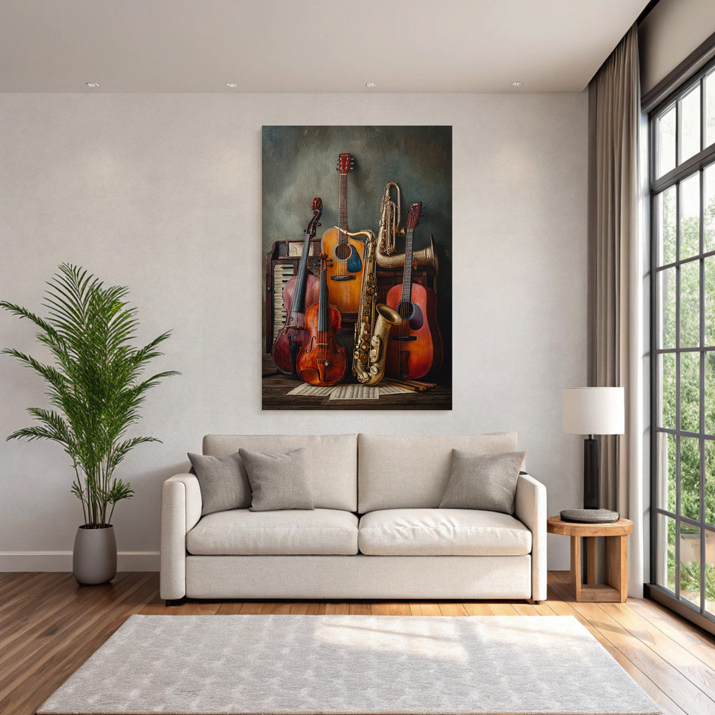 Musikalische Instrumente Vintage Hintergrund Musikblatter