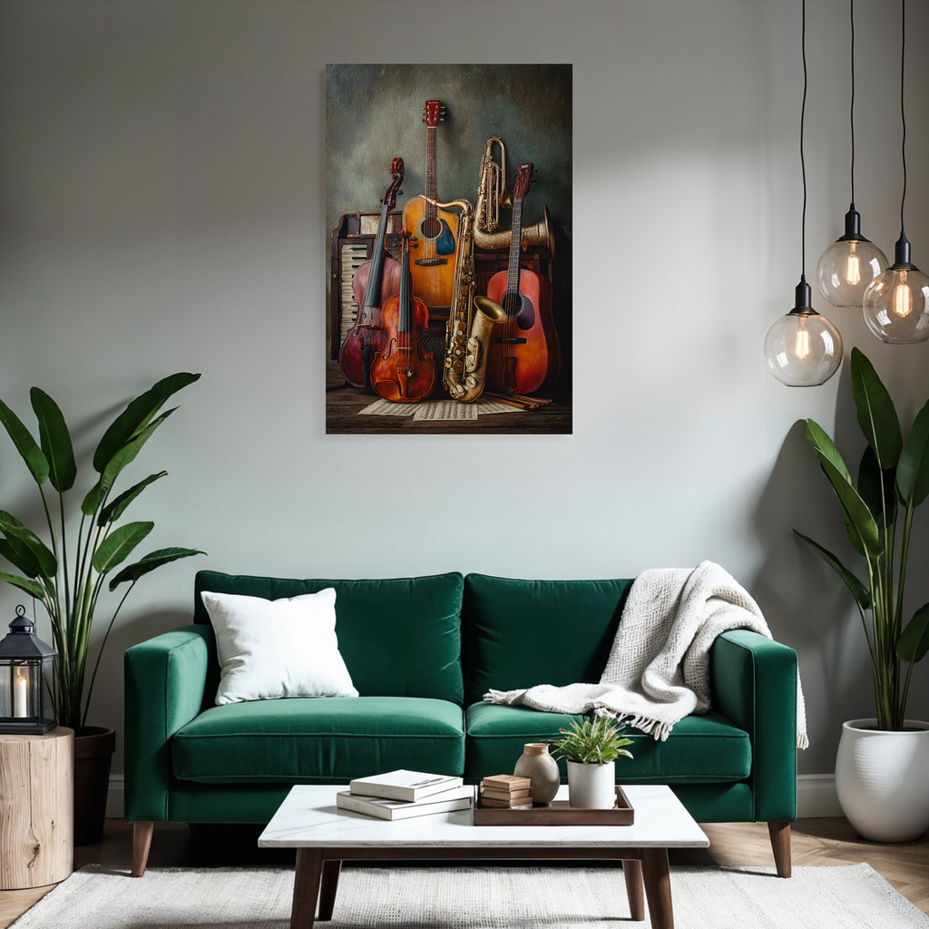 Musikalische Instrumente Vintage Hintergrund Musikblatter