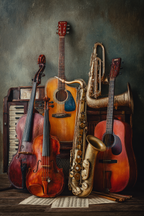 Musikalische Instrumente Vintage Hintergrund Musikblatter | Musik und Instrumente | Themen und Hobbys